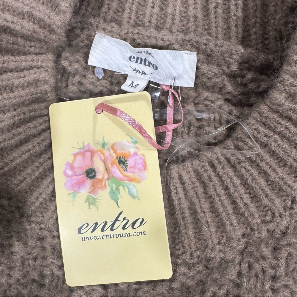 Entro Tan Patterned Crew Neck Sweater - Picture 7 of 9
